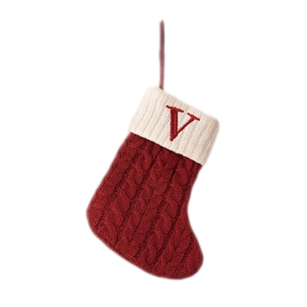 Letter Christmas Stocking Creative Christmas Tree Ornament Christmas Knitted Socks Decoration Props Christmas Decorations