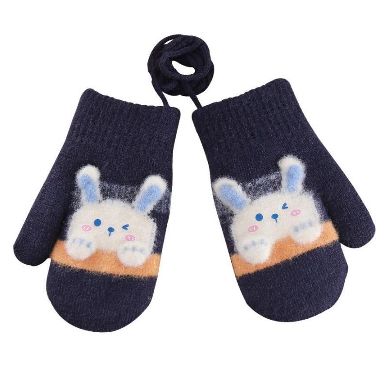 Thicken Mittens For Children Kids Mittens Rabbit Cartoon Winter Cute Knitted Gloves Toddler Warm Rope Boy Girls Baby Hand Gloves