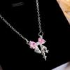 Pink Heart Bowknot Pendants Women's Necklaces New Sweet Bohemian Silver Chains Star Drop Fashion Trend Collar new