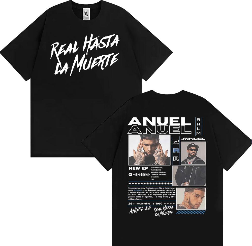 Anuel AA Rhlm 2 Real Hasta La Muerte Tričko Pánské Oblečení Harajuku Gotické Vintage Trička 100% Bavlna Oversized Tričko