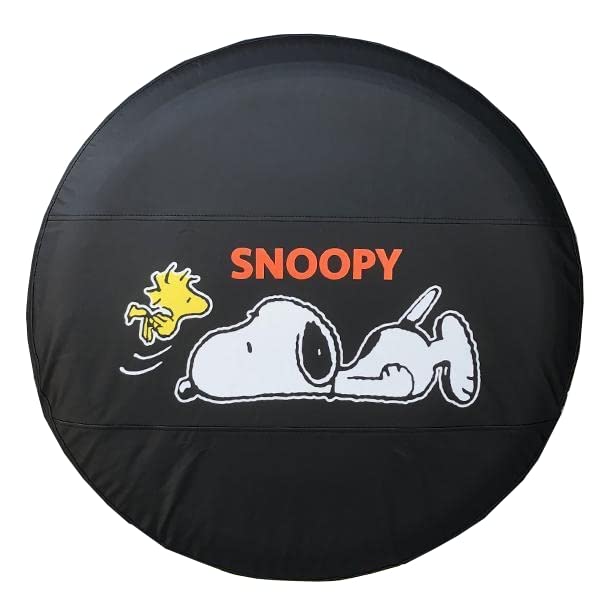 

Spare Tire Cover for Jimny JB64W Snoopy Synthetic 1 Piece 175/80R16 16-inch Tire, Design, Leather, Black, чёрный