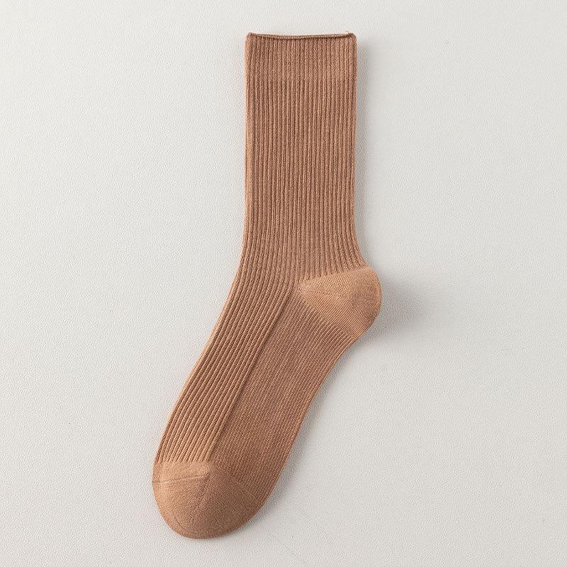 Ladies Spring and Autumn with Pure Color Simple Boneless Long Pile Pile Cotton Socks
