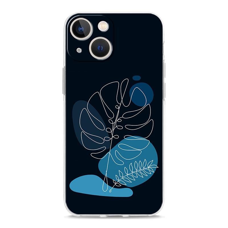 Phone Case For iPhone 15 14 13 12 Mini 11 Pro Max XS X XR 7 8 Plus Clear Shockproof TPU Cover Simplicity Line Art Sun Moon