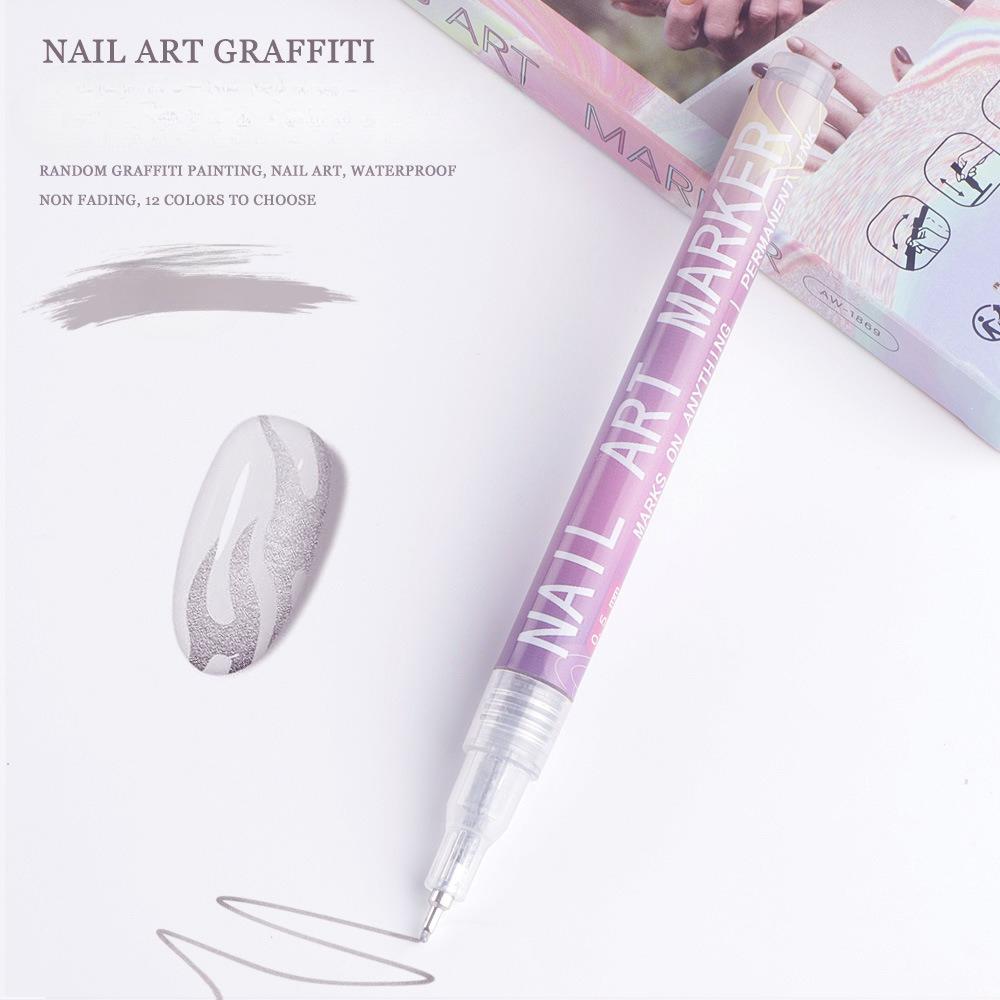 Nail Doodle Pen 12-color Acrylic Paint Pen, Nail Paint DIY Dot Stitching Pen, Precision 3D Doodle Nail Art Pen, Nail Art Pen Set, Quick Drying