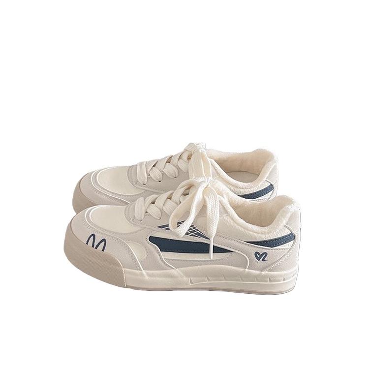 New velvet warm moral training shoes autumn and winter students thick-soled high-value two-cotton board shoes