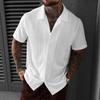Camisa Casual de Manga Corta para Hombre de Color Sólido, Transpirable y Cómoda