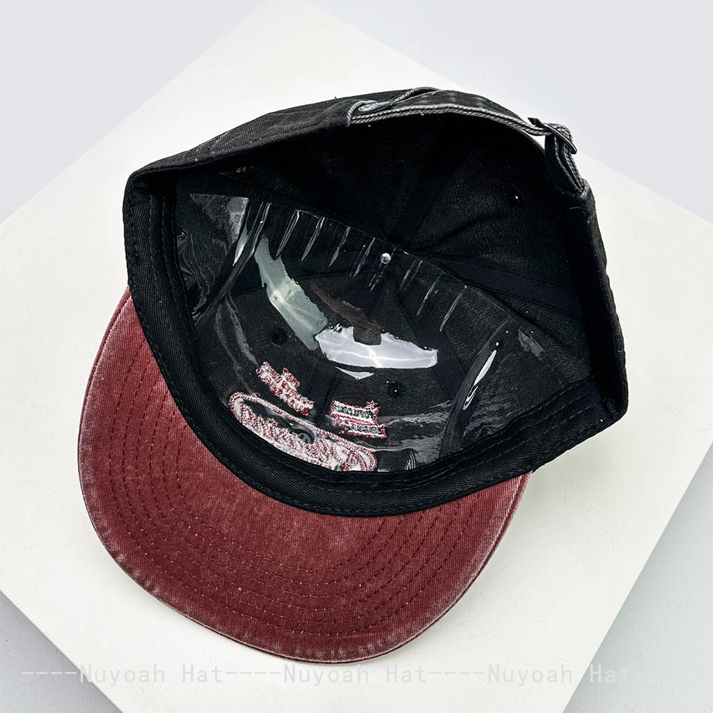New Men Women American Retro Letter Embroidery Baseball Hats Sunshade Color Block Versatile Flat Eave Peaked Caps Fashion Street