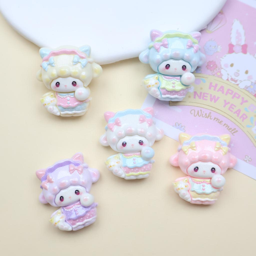 10/80PCS Bright Multi-color Lamb Cartoon DIY Cream Glue Small Accessories, Hole Shoe Buckle Material, Resin Small Accessories
