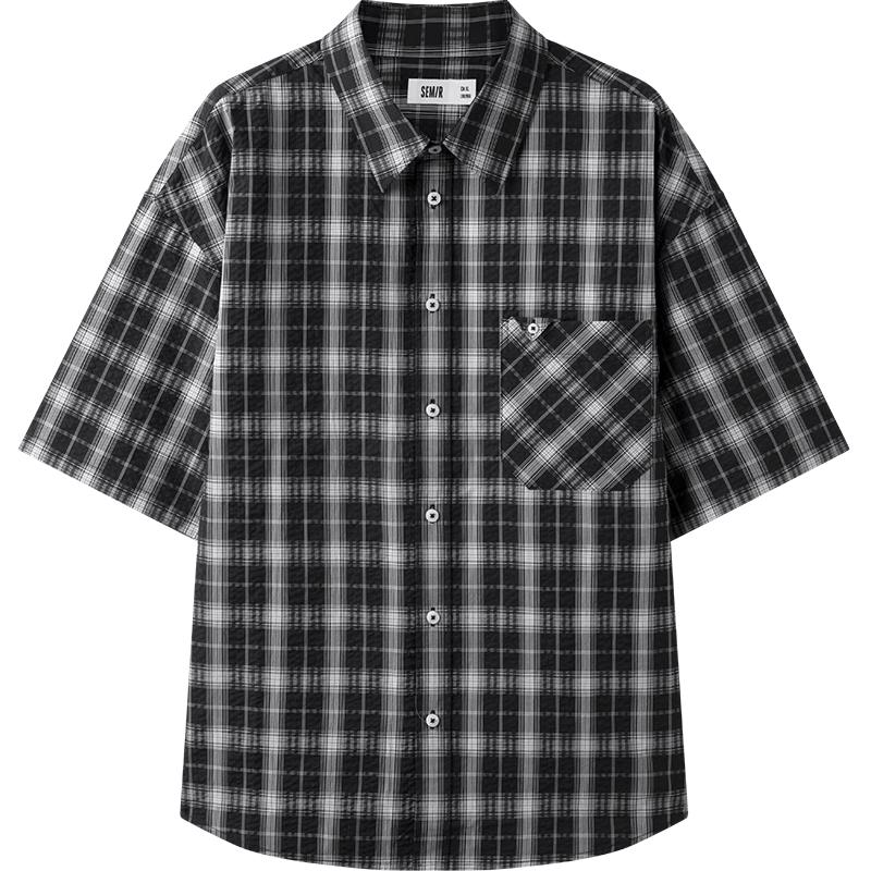 Semir Men s Plaid Bubble Texture Short Sleeve Shirt M