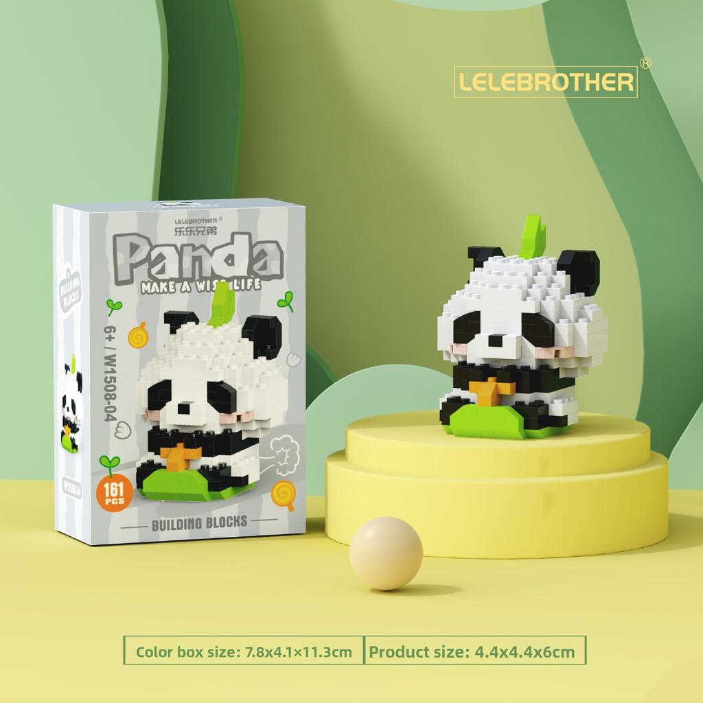 Cute Panda Lega Building Blocks Pandas Eat Bamboo Lega Toys Building Blocks Panda Cartoon Model Brick Toy For Children Gifts