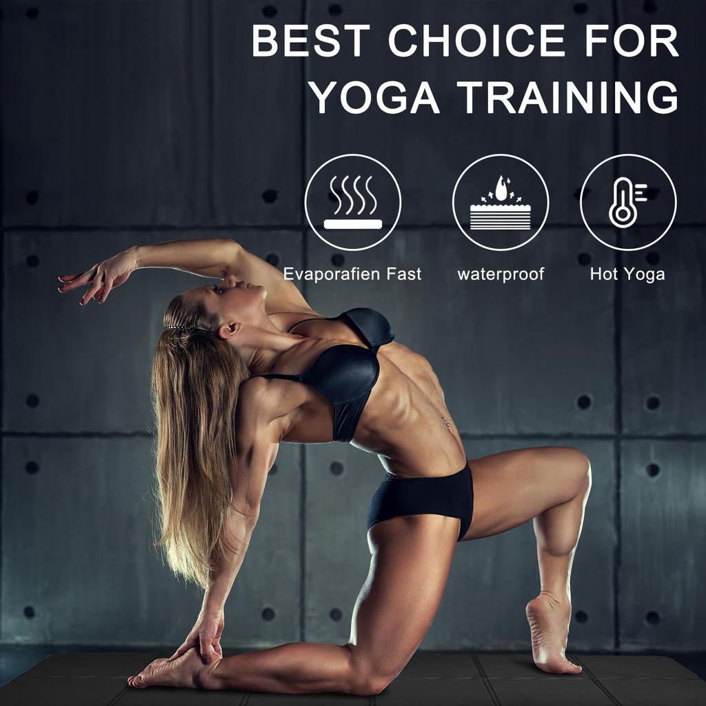 Iodoo Sammenleggbar Yoga x x Ekstra Tykk og Sammenleggbar Yogamatte for Reise med Lerret Bære TPE Trenings Pilates Matte Matte, 72"L 32"B 0.32", Bred, Veske,