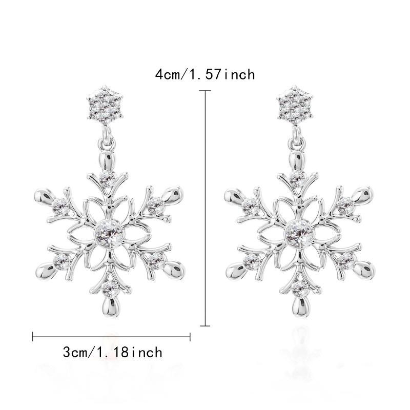 Shiny Snowflake Stud Earrings  Zircon Pearl Dangle Piercing Drop Earrings Long Tassel Earring Christmas Gifts