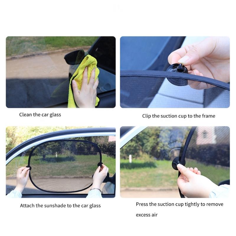 UV Protections Car Sunshades for Baby Child Pet Side Window Sun Blocking Mesh Cover Sunguards Easy Installation, 2 Pack