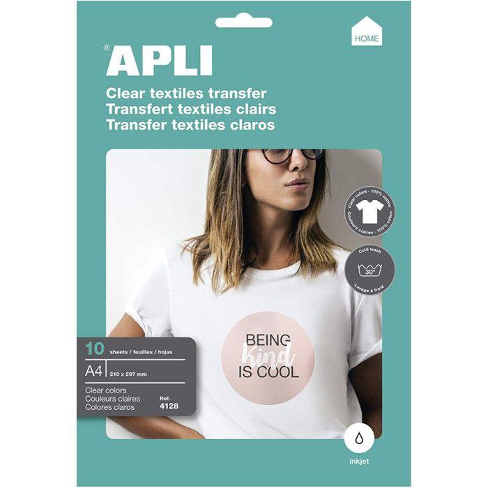 Apli Pack of 10 Transfer Paper Sheets - For White T-Shirt