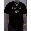 European Size Men's The LINE KING Graphic T-Shirt, Crew Neck Tee with Bold White Print, Suitable for Running, Parties, and Casual Wear