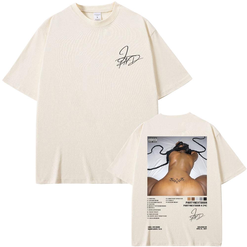 Nueva Venta Caliente Rapper Partynextdoor PARTYNEXTDOOR 4 Portada del Álbum Estampado Gráfico Camisetas Hombre Mujer Hip Hop Casual Camiseta Oversize