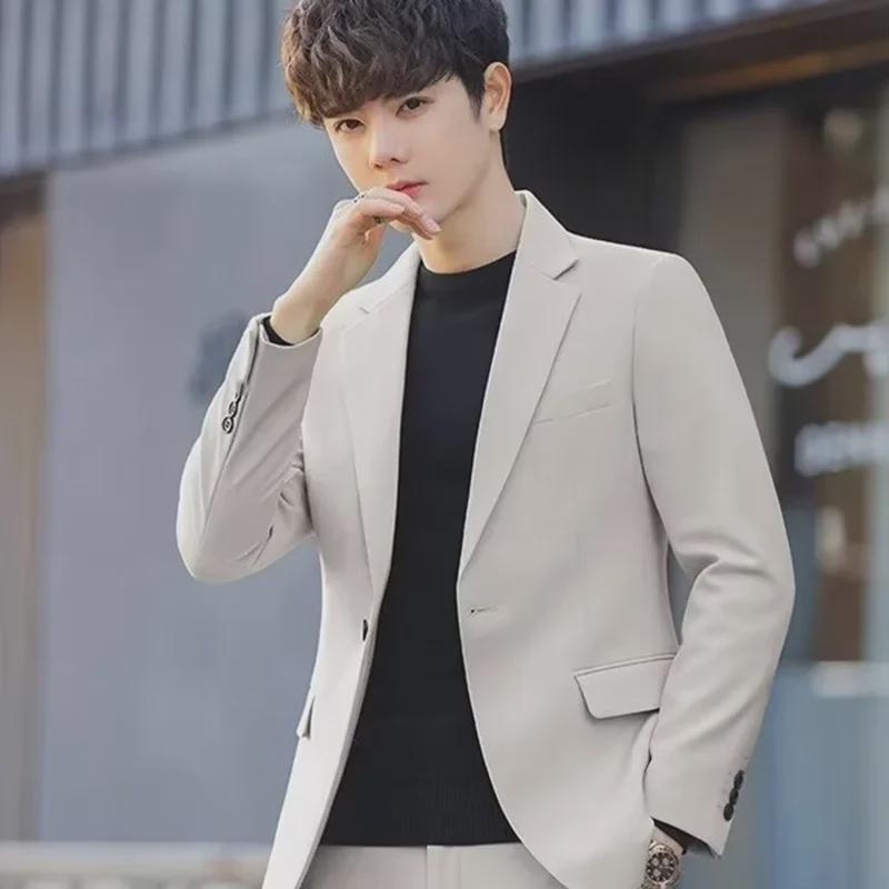 Men's Slim Fit Light Luxury Casual Jacket - Korean Style, Handsome Spring/Summer Small Suit