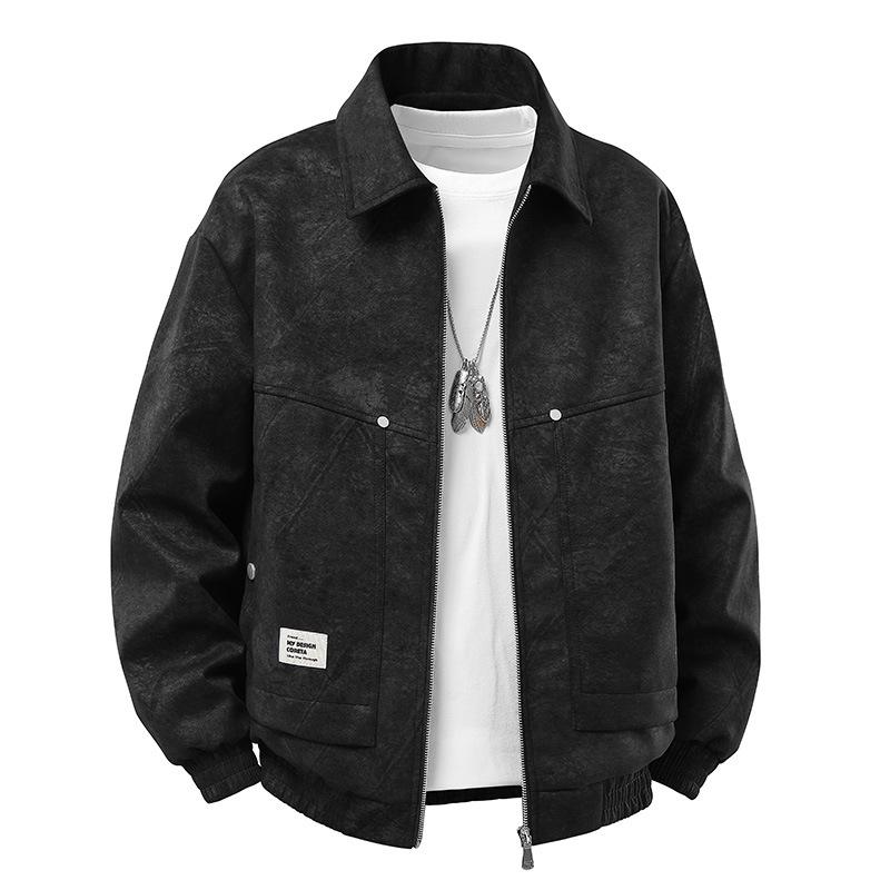 Men's Plus Size Retro Suede Velvet Jacket - Oversized Maillard Coat Spring 2025