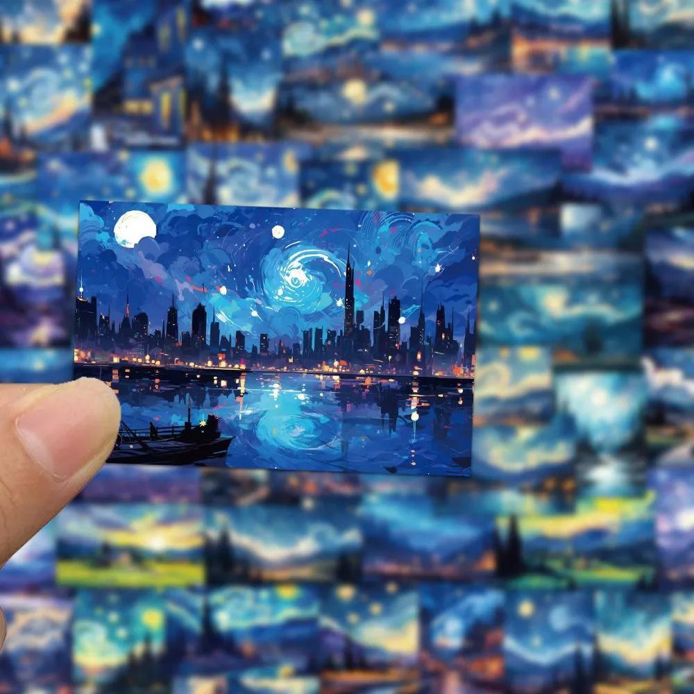 10/30/50pcs Oil Painting Stickers Aesthetic Art Starry Night Decals DIY Phone Bike Decoration Sticker Toys Gifts