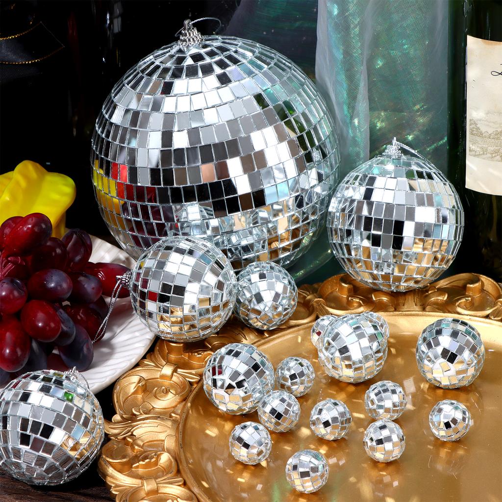 18Pcs Mirror Disco Ball Dj Lighting Effect Silver Disco Ball Hanging Foam Mirror Ball 70S Retro Disco Decoration For Disco Party
