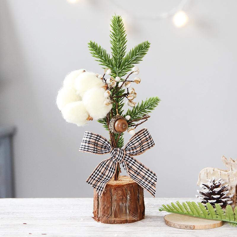 25CM Mini Christmas Tree Tabletop Decoration - Potted Plant Ornament for Window or Festival Scene Layout