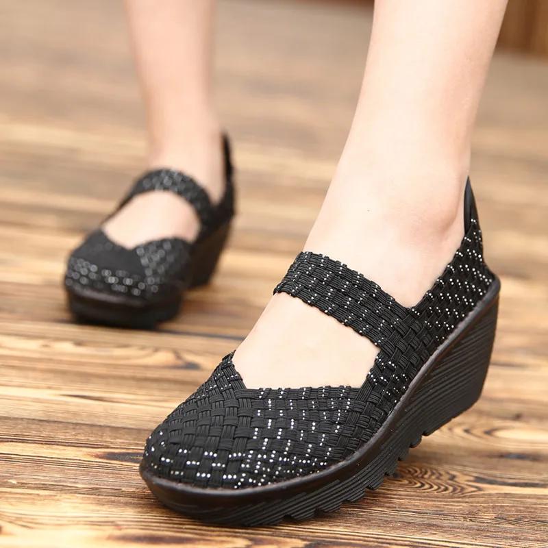 Fashion Women's Shoes Flat Platform Summer Woven Sneakers for Walking Femal Casual Loafers 5CM High Quality Tenis Women Zapatos De Mujer