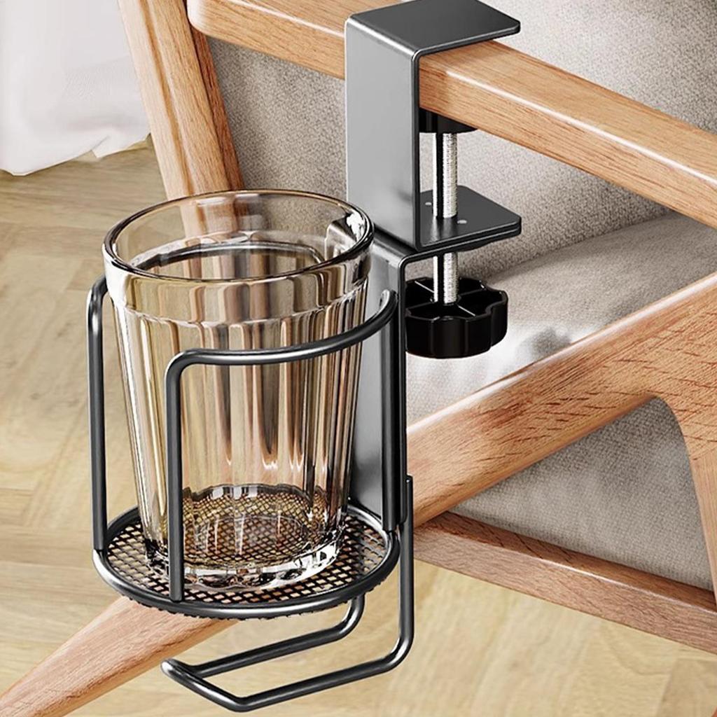 Drehbarer Tischseiten-Becherhalter Büro-Schreibtisch Fester Becherhalter Rutschfest Verstellbar Wasserflaschenständer Clip-On Becherhalter