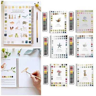 Watercolor Workbook 12 Colors Birds Flowers Animals Kids Watercolor Paint Book Art
