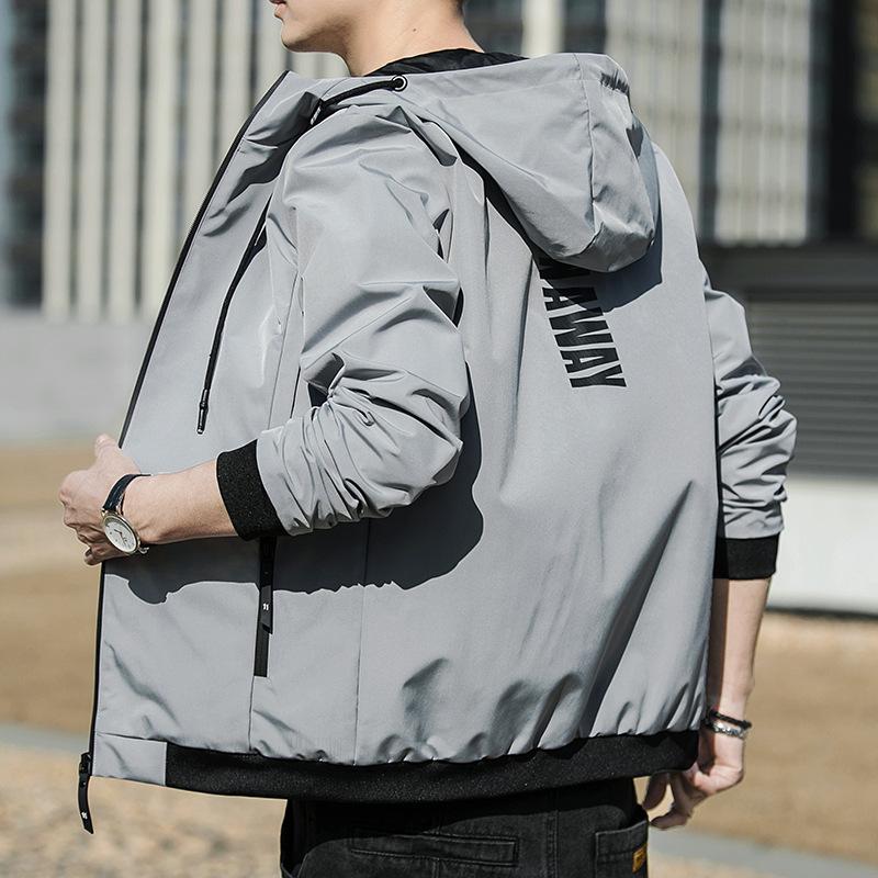 Spring Jacket Men's Hooded Jacket Youth Thin Jacket Outdoor Sports Casual Jacket Plus Size 5XL