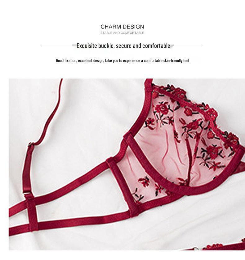 Ultra-Thin Lace Embroidered Lingerie Set - Sexy European & American Style Bra and Panties