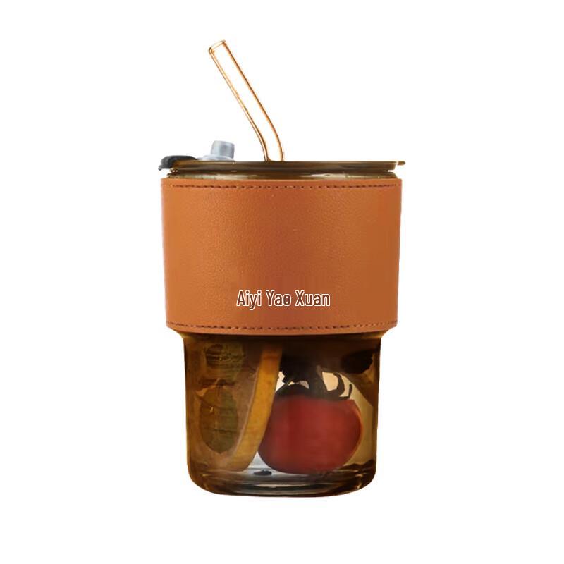 Ins Style Portable Glass Straw Cup 400ml