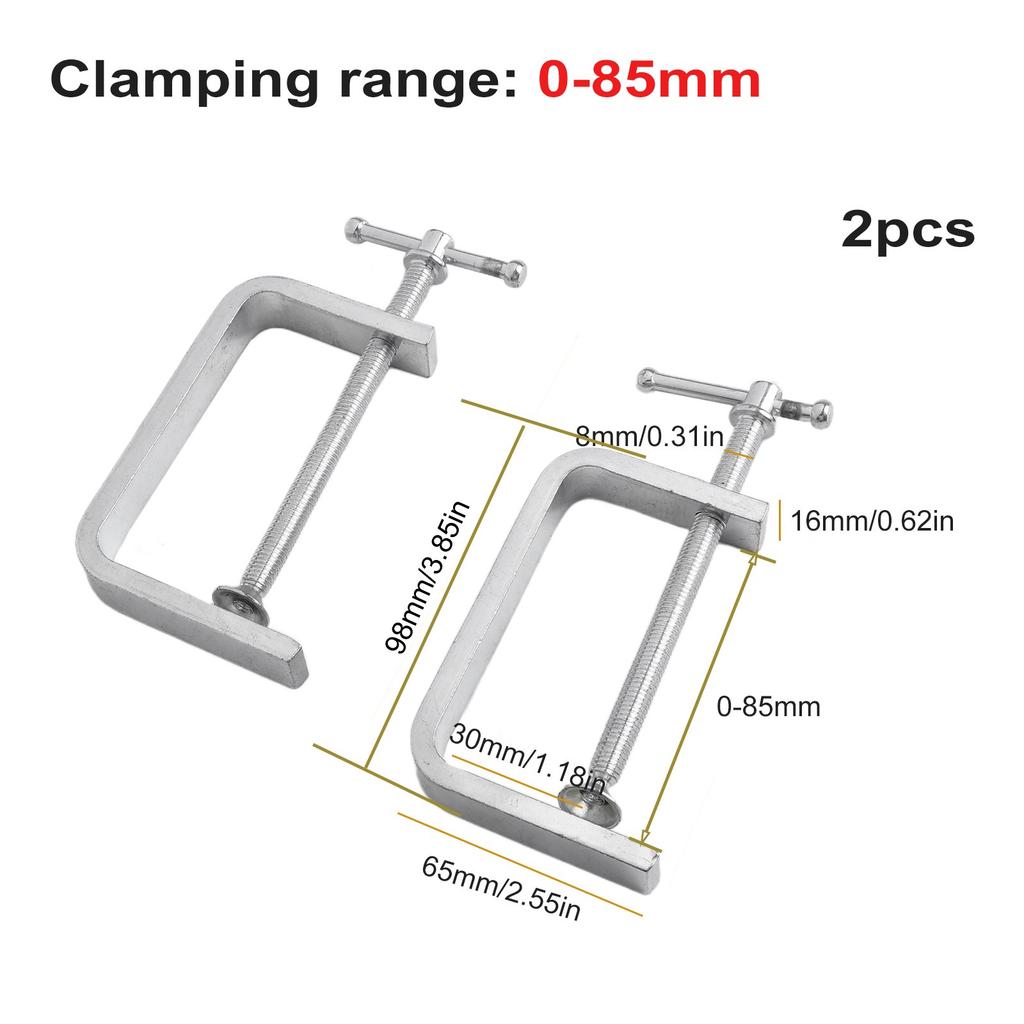 2pcs Clamps Alloy Steel Woodworking Attachments C-Clamp