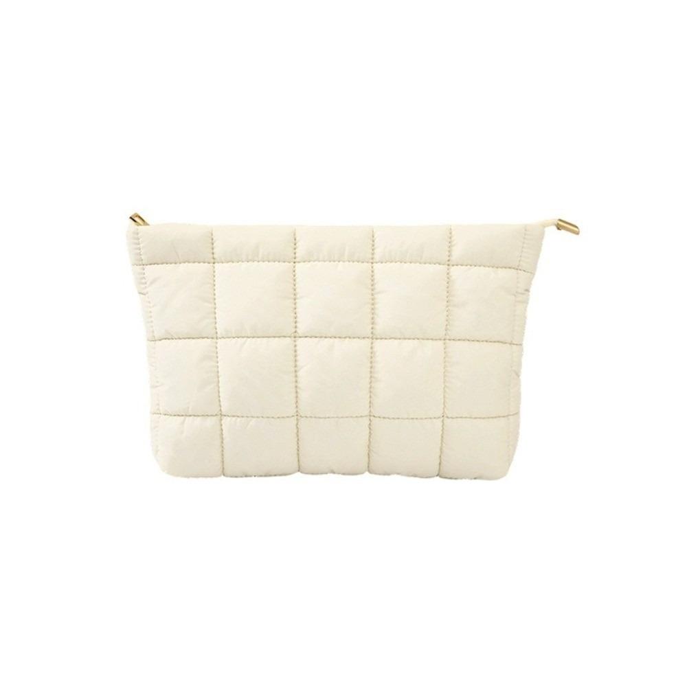 Puffy Cotton Clutch Bag Large Capacity Cosmetic Bag Portable Quilted Padded Makeup Bag Lady