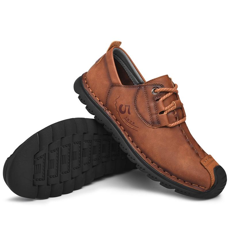 Ručně vyráběné Retro boty z hovězí kůže Muži Ploché Móda Ležérní Boty Muži Mokasíny Mokasíny Muži Boty Kůže