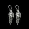 Viking Retro Silver Crescent Moon Raven Bird Dangle Earrings Necklace Set for Men Women Goth Halloween Pagan Witch Jewelry