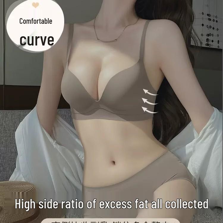 Women's Seamless Push-Up Bra & Underwear Set - Small Chest, Adjustable Anti-Sag Support, Thin Summer Design