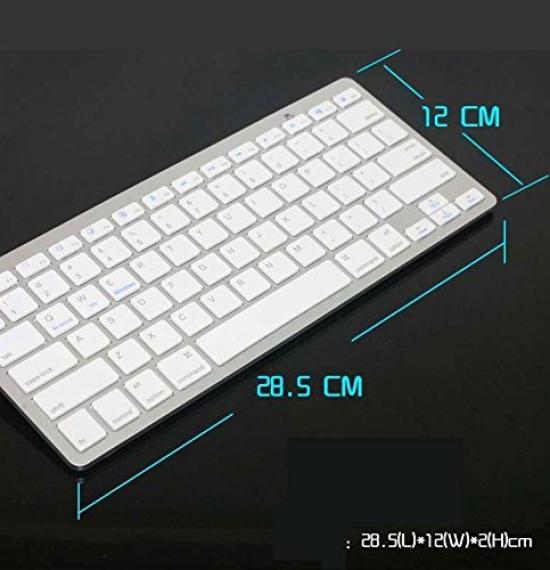 Audiophile Wireless Bluetooth Keyboard, Slim, White, English Layout, iOS, Android, Mac, Windows