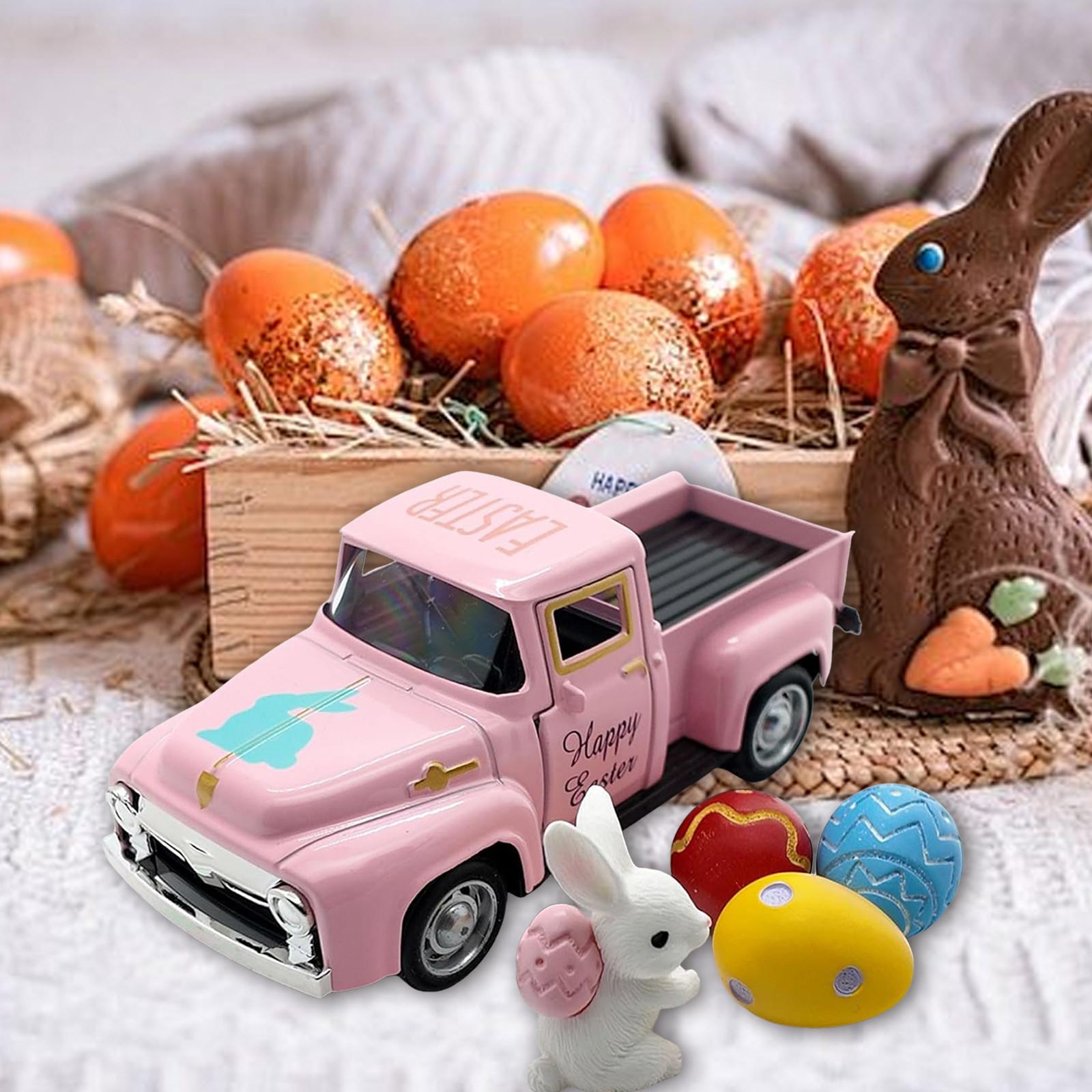 Пасхальный грузовик с яйцами Металл Винтаж Ферма Пикап Декор Пасхальные украшения Фермерский дом Настольный Многоярусный поднос Набор рождественских украшений