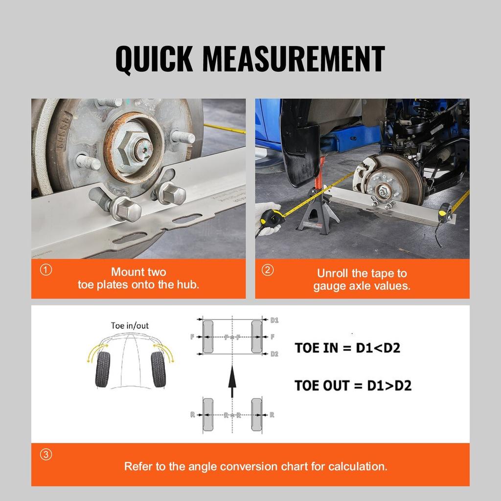 Wheel Alignment Tool, 2-Pack Toe Alignment Toe Plates, Stainless Steel Wheel Alignment Tool Plate, Toe Angle Accurate Measurement, Includes 2