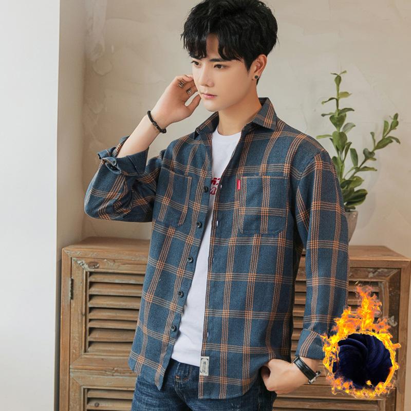 Новая зимняя теплая рубашка в клетку для мужчин — фото 5