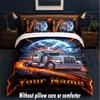 Truck Theme Custom Text Or Name 3Pcs Bedding Set,1 Flat Sheet & 2 Pillowcases Personalized Home Bedding