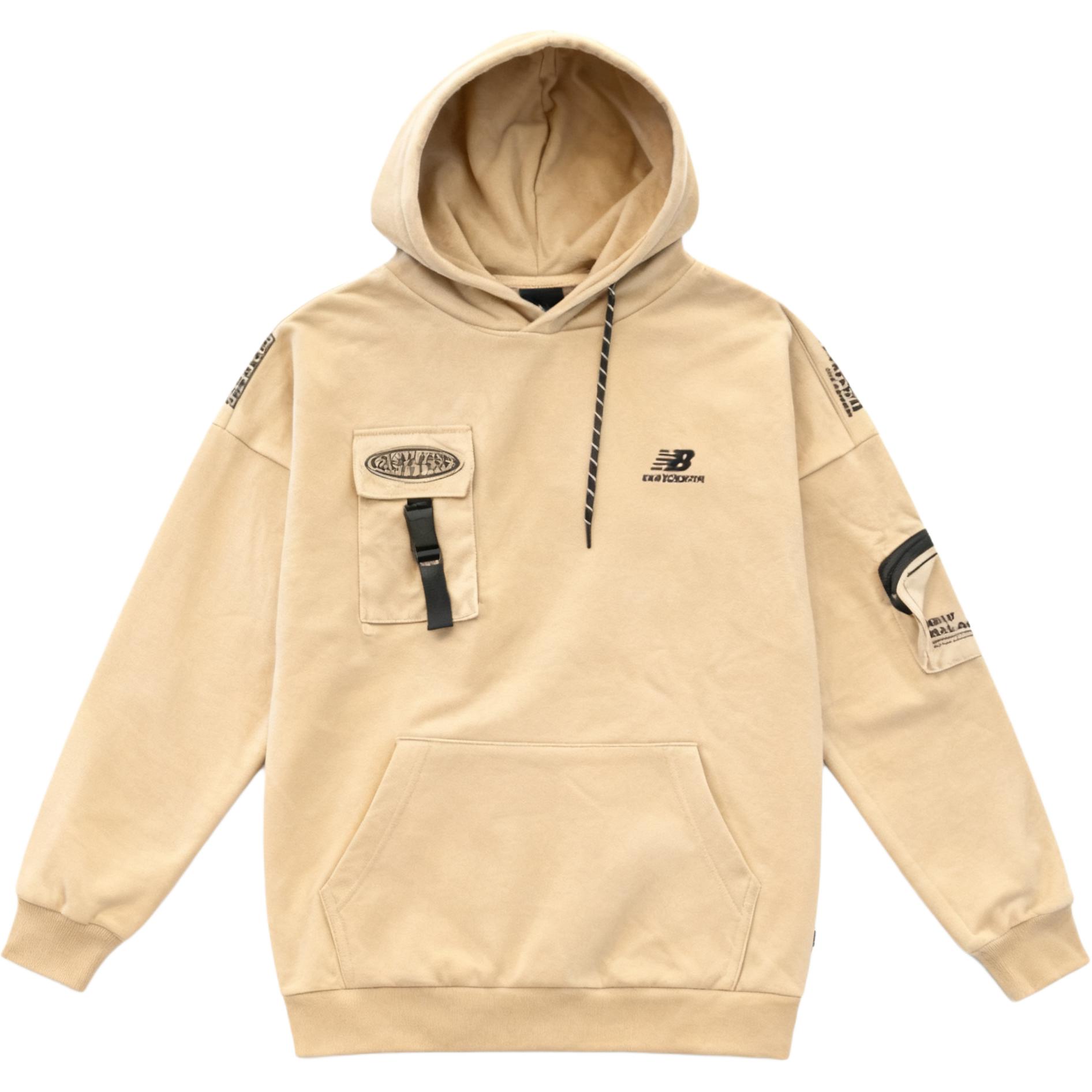 Толстовки New Balance Унисекс Хаки С капюшоном Средняя Обычная NCA3N021-BEI 2XL