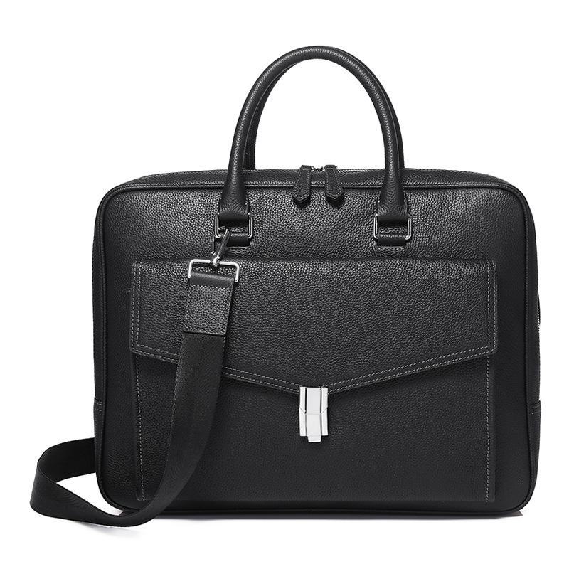 Men's Genuine Leather Water-Resistant Briefcase: High-End, Large-Capacity Commuter Bag