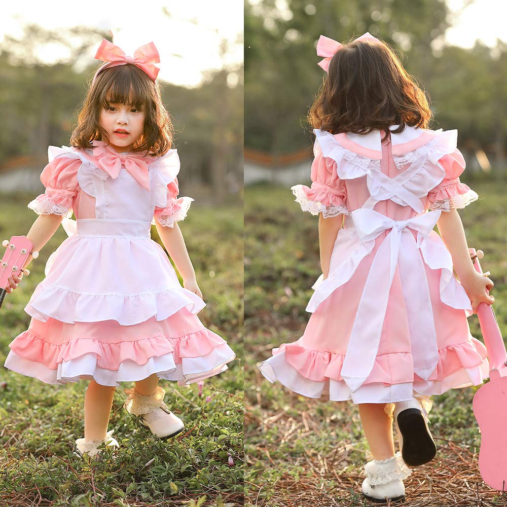 YUEEI Maid Costume for Kids, Alice, Halloween, Cosplay, Fancy Dress, Girls, One Piece, Short Sleeve, Long Sleeve, Cute, Party, Event, Performance