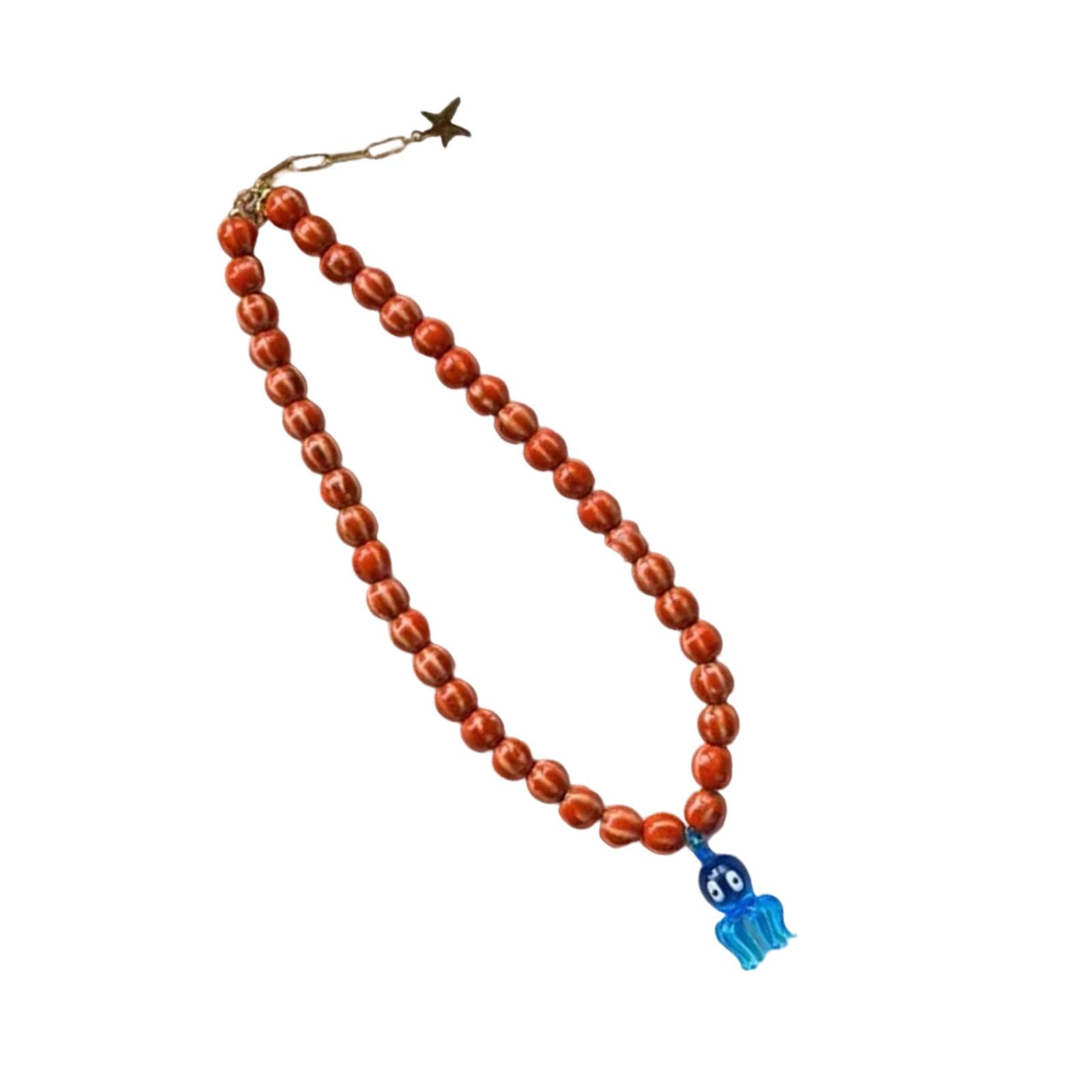 

Ожерелье из стекла ручной работы в виде осьминога, уникальный художественный дизайн, регулируемая цепочка, легкое шейное украшение для женщин, идея для подарка оранжевый