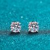 925 Sterling Silver Four-Prong 0.3-2CT Moissanite Stud Earrings for Women Sparkling Classic Wedding Lab Diamond Earring