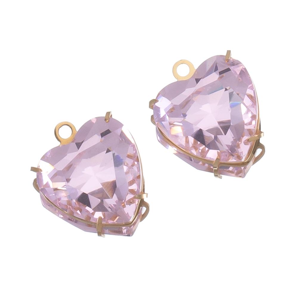 5pcs Stainless Steel Zircon Heart Pendants Base Clear Crystal Charm Beads with Hole for Necklace Making DIY Ear Jewelry Findings