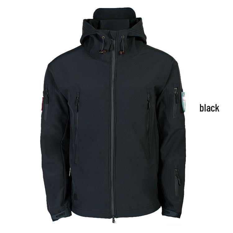 Men's Sharkskin Softshell Tactical Jacket: Windproof, Waterproof, Fleece-Lined for Autumn and Winter
