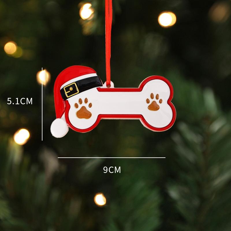 

1pc Personalized Christmas Resin Bone Dog Ornament-Pet Name Tag & Paw Print/Photo Holder-like ,DIY Name Plate Pendant