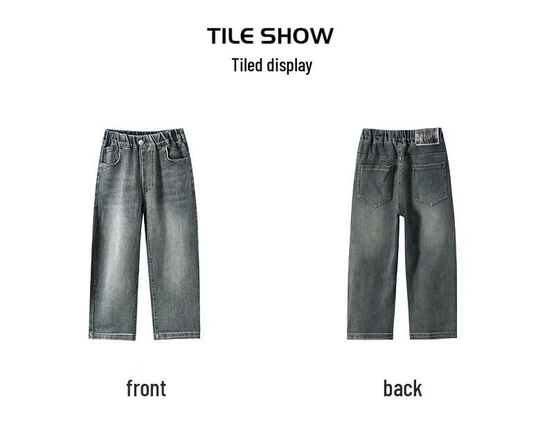 Boys' 2025 Fleece-Lined Loose Jeans - Trendy Autumn/Winter Pants for Big Boys